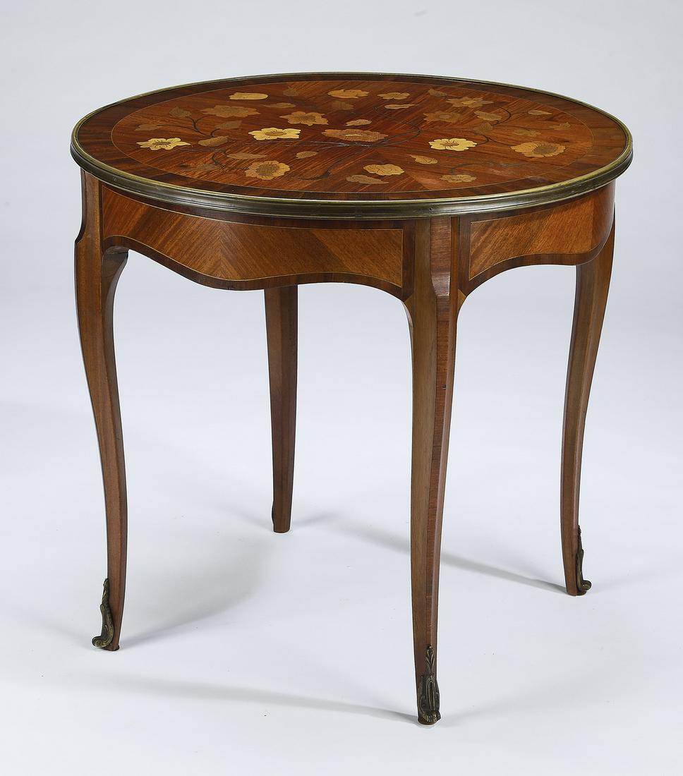 Early 20th c. French Louis XV style marquetry table (1 of 2)