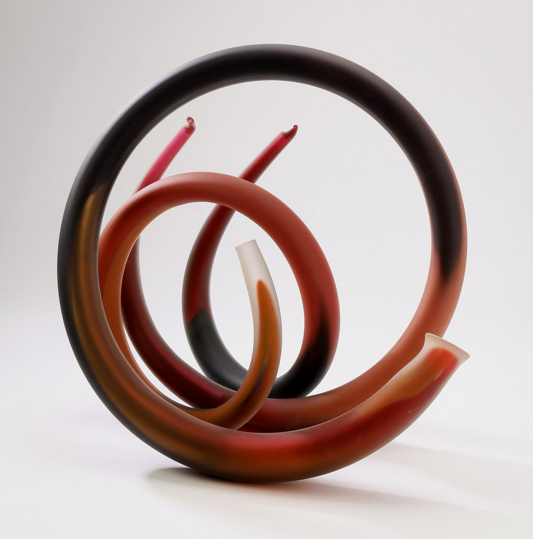 Paul Seide signed art glass, 'Radio Loops', ca 1985 (1 of 6)