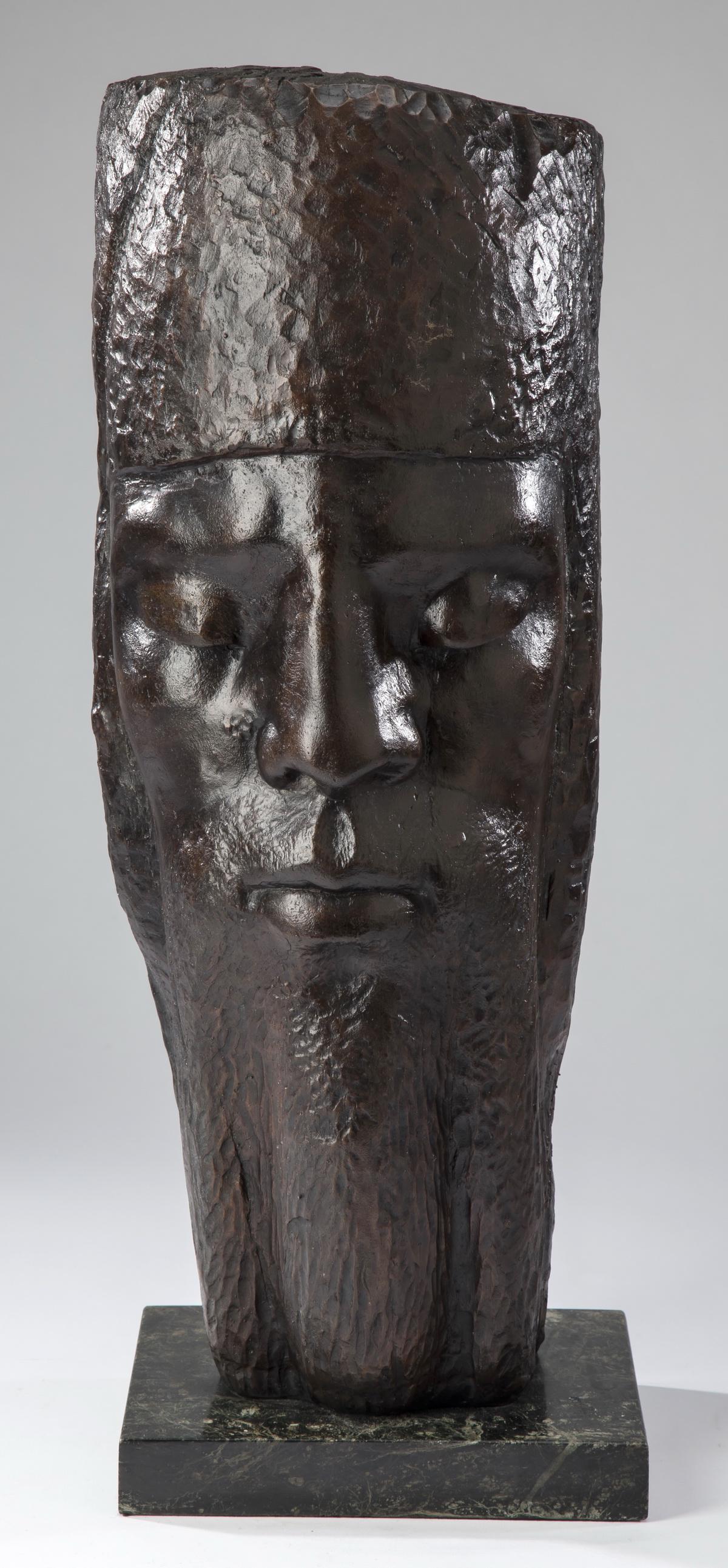 Patinated bronze bust of a bearded man, 21"h (1 of 2)