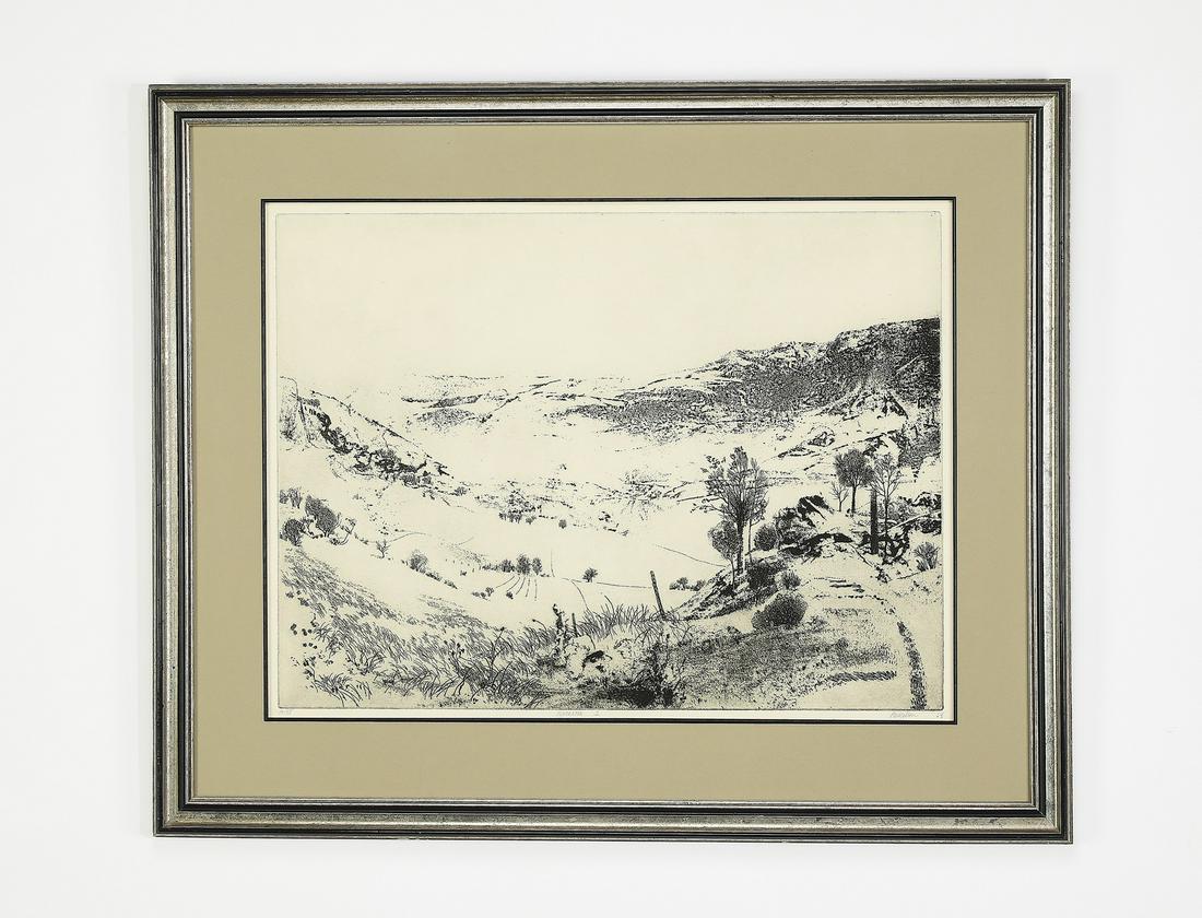Signed Peter Winslow Milton 'Panorama I' etching (1 of 7)