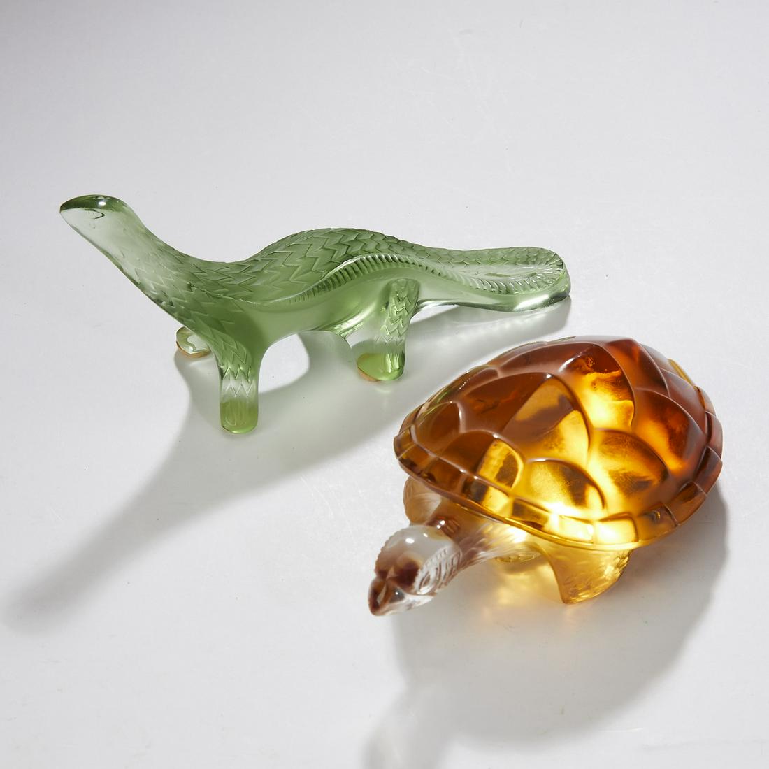 (2) Lalique animal figures, sea turtle and lizard (1 of 6)