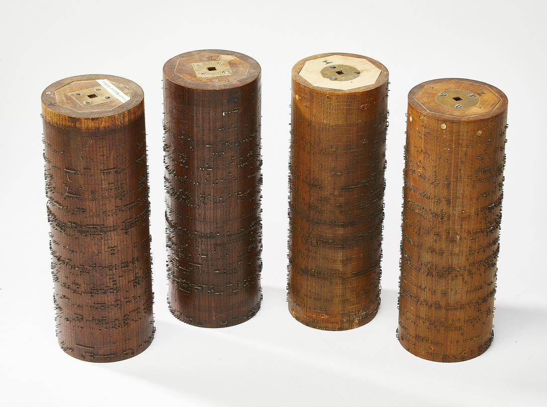 (4) 19th c. French roller organ cylinder cobs, 13"h (1 of 1)