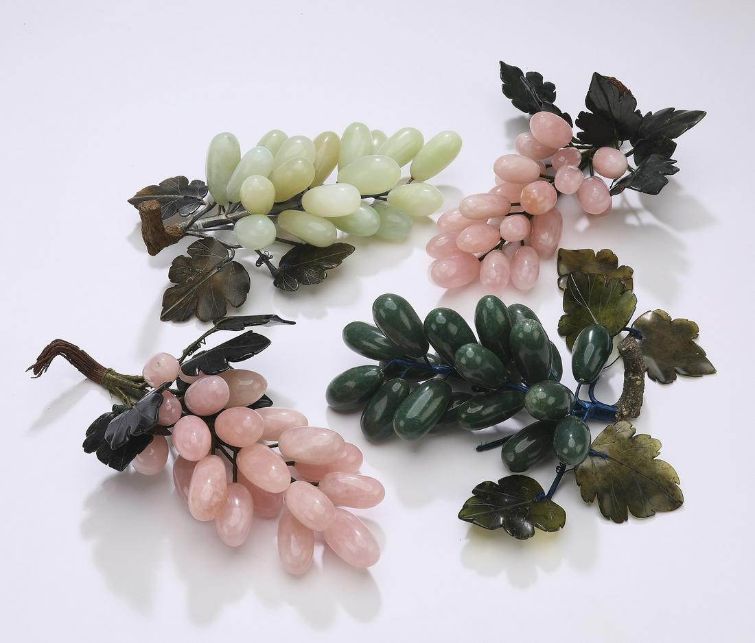 (4) Chinese jade and rose quartz grape clusters (1 of 1)