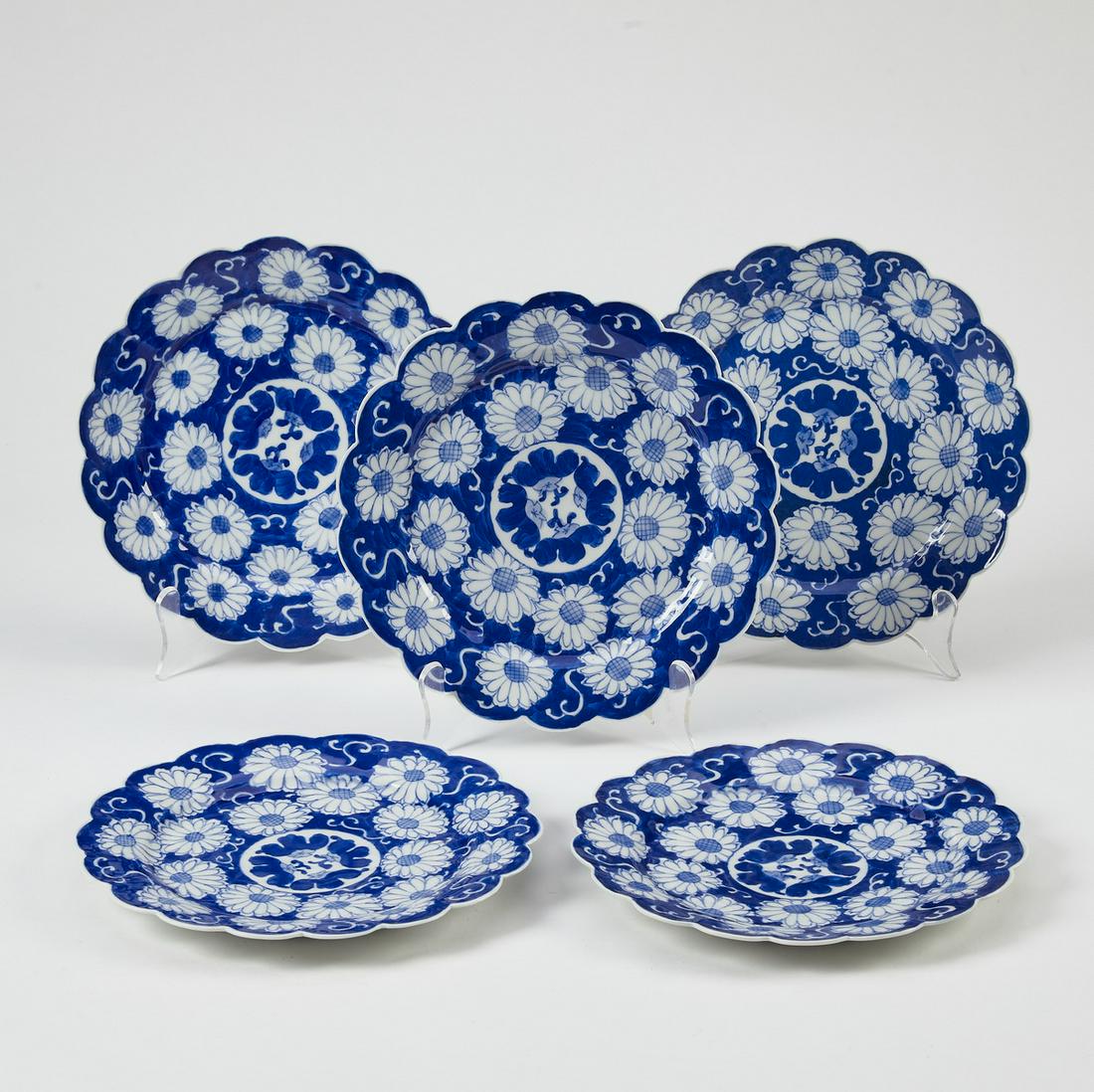 (5) Japanese blue and white luncheon plates (1 of 3)