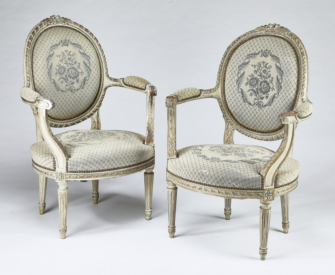 (2) Late 19th c. French fauteuils in needlepoint (1 of 2)