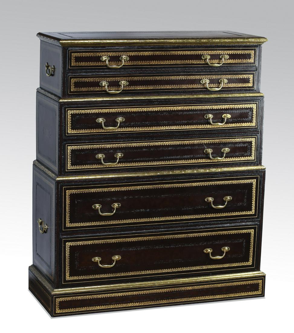 Maitland Smith gilt leather stacking chest of drawers (1 of 4)