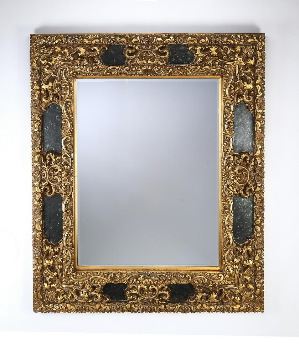Gold and faux marble mirror in the Baroque taste, 58" (1 of 2)