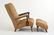 (2) Henredon armchairs and footrests in faux suede - 3