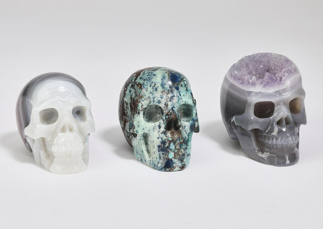 (3) Carved mineral specimen skulls (1 of 4)