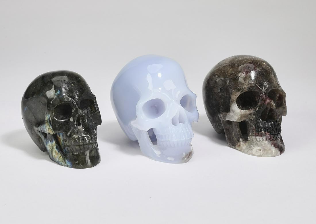 (3) Carved mineral specimen skulls (1 of 4)