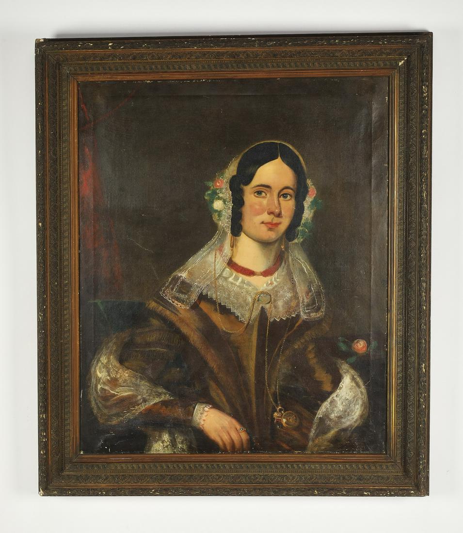 19th c. American School O/c portrait of a lady (1 of 4)
