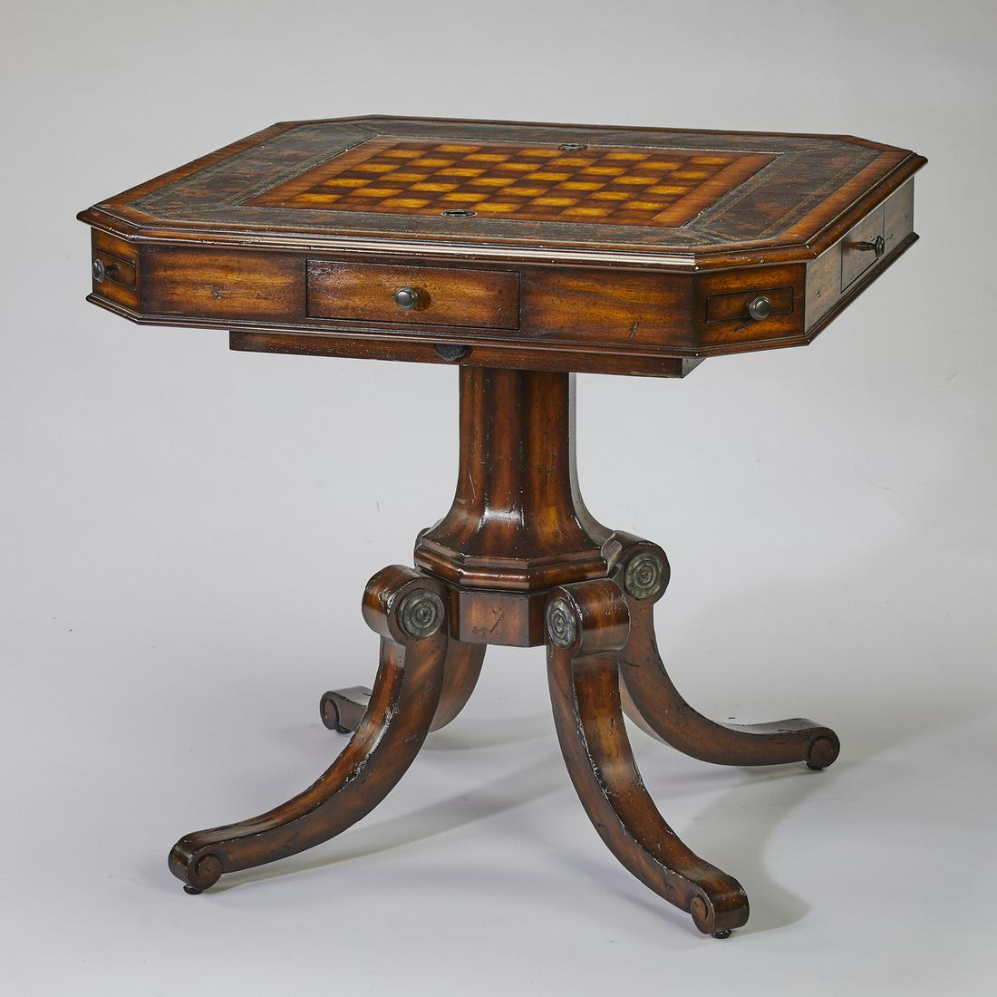 Maitland Smith distressed leather top games table (1 of 10)