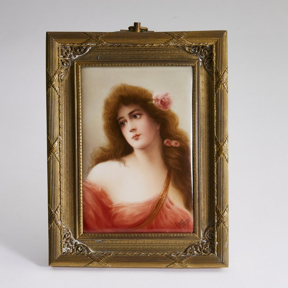 Signed Wagner porcelain plaque, 'Sommer', 19th c. (1 of 5)