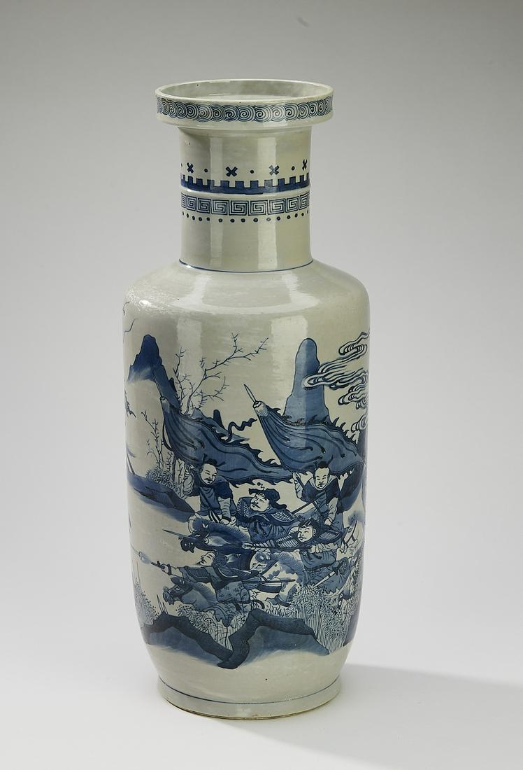 Chinese rouleau vase with mounted warriors (1 of 7)