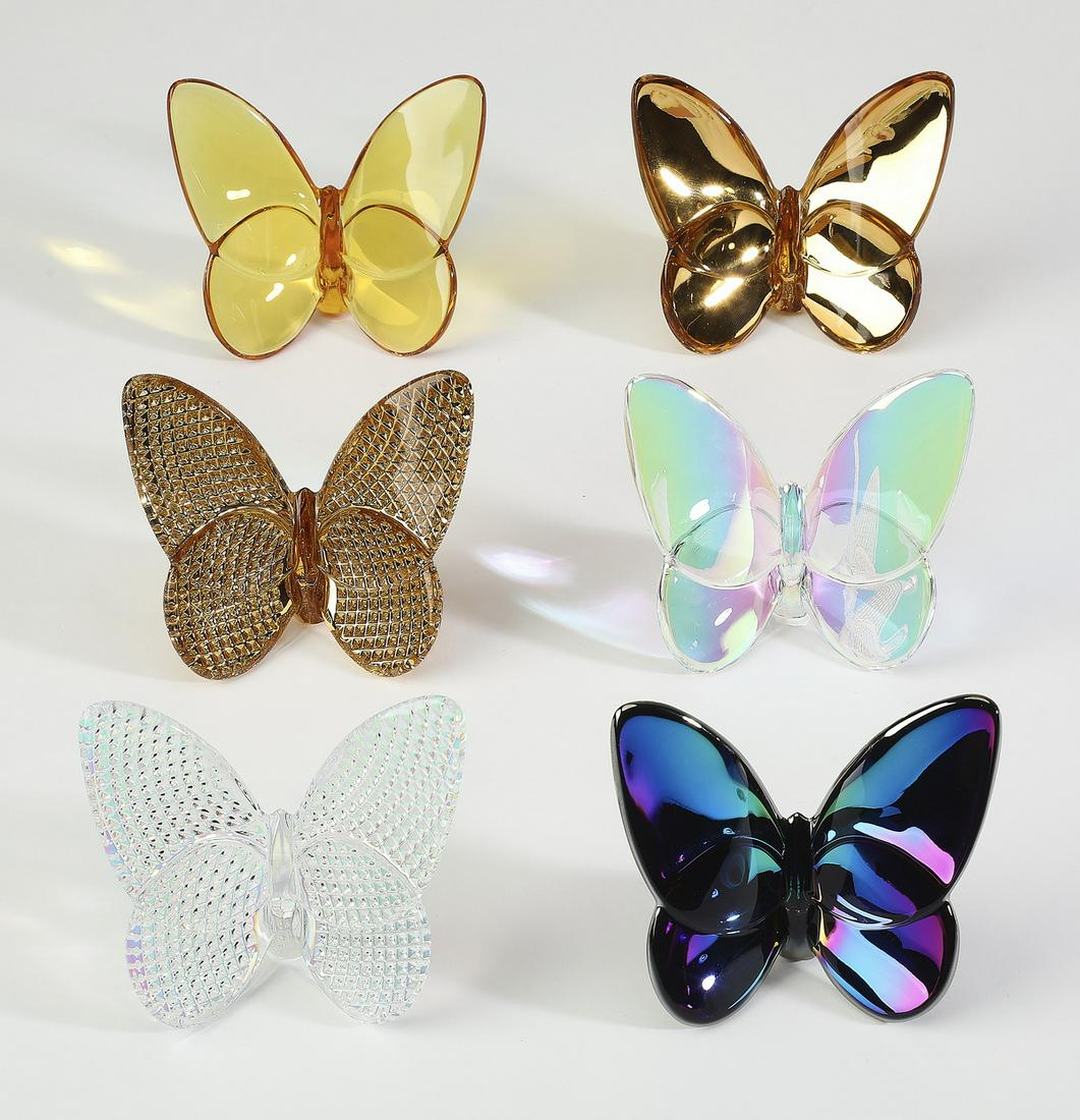 (6) Baccarat glass butterfly figures, 3"w (1 of 3)