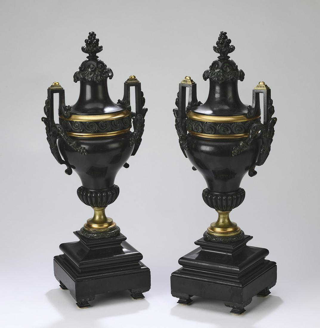 (2) f Neoclassical style enameled resin urns, 19"h (1 of 2)