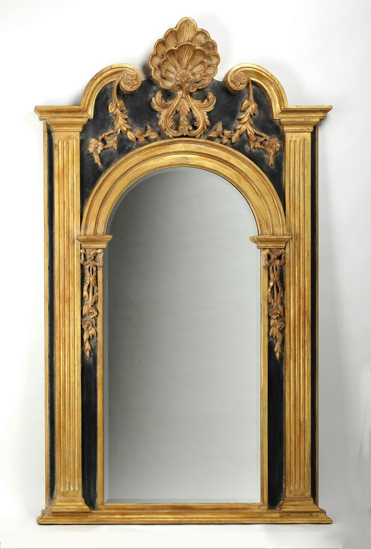 Oversized carved and gilt beveled glass mirror, 92"h (1 of 3)
