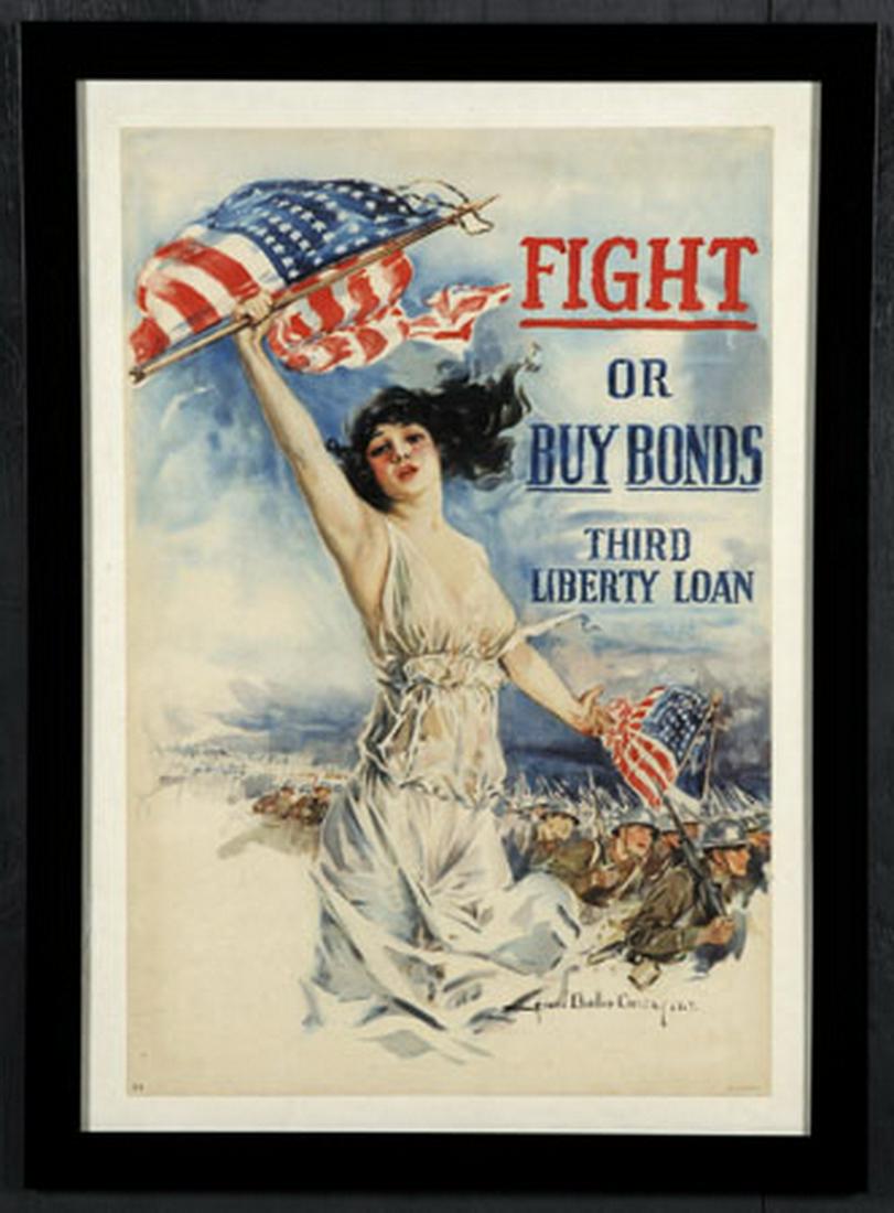 Circa 1917 WWI era War Bonds poster, framed (1 of 2)