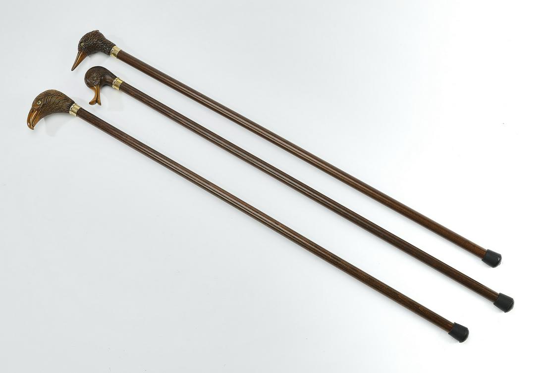 Group of three bird head canes (1 of 3)