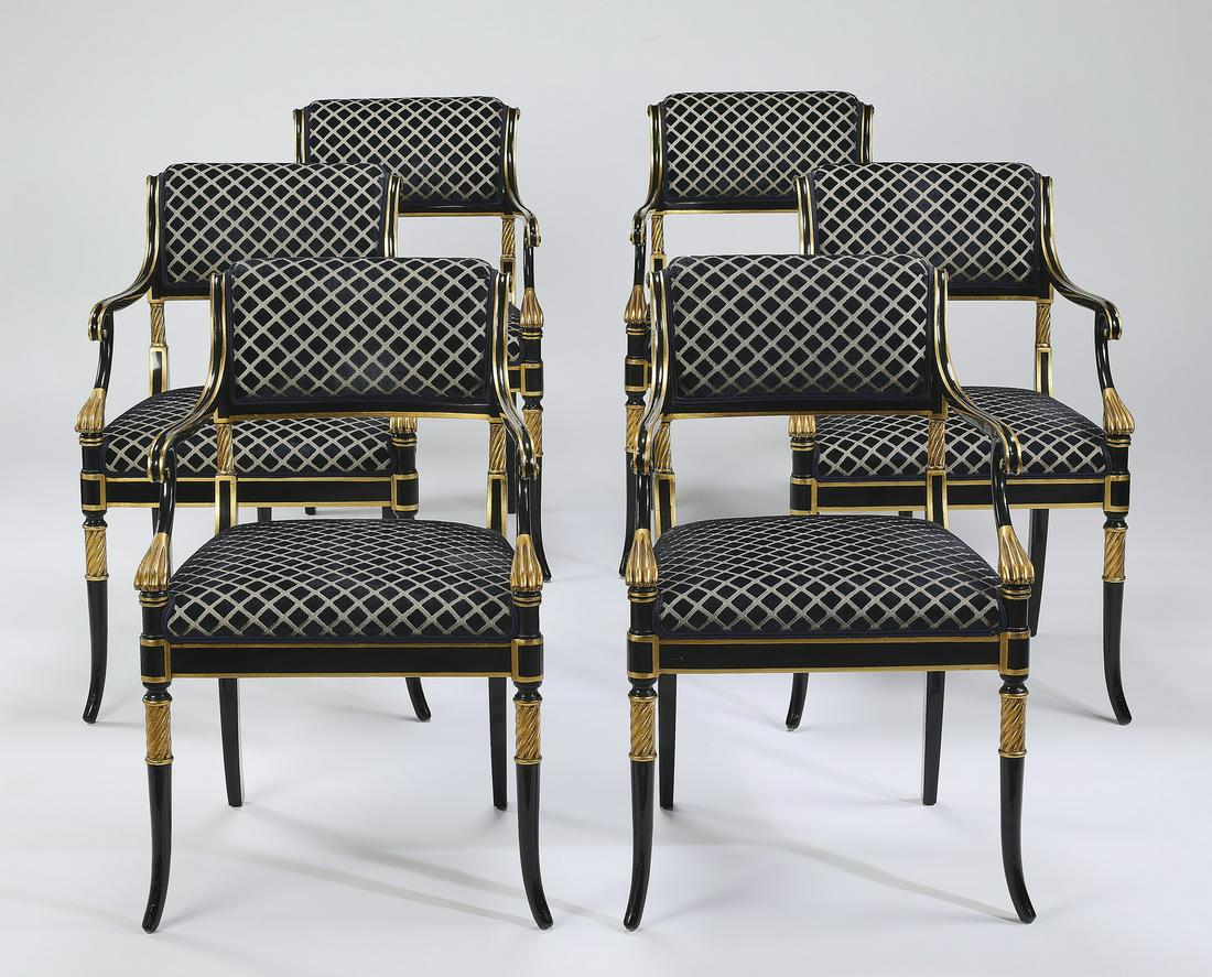 (6) Karges parcel gilt  'Regency' armchairs (1 of 3)
