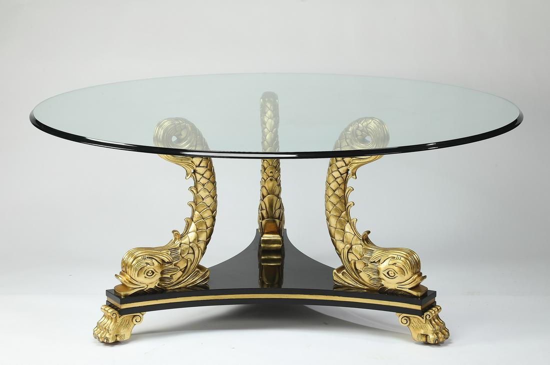Karges parcel gilt 'Regency' dolphin dining table (1 of 4)