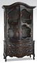 French Provincial style ebonized cabinet w/ wire mesh