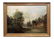 19th c. O/c stone house near a lake, signed