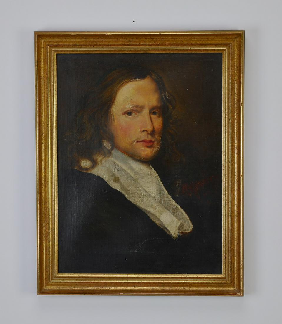 After Sir Peter Lely, O/c portrait of a gentleman: 19th century English portrait of a gentleman, in the manner of Sir Peter Lely (British, 1618-1680), executed in oil on canvas, depicting a three-quarter portrait of a gentleman, with flowing auburn ha