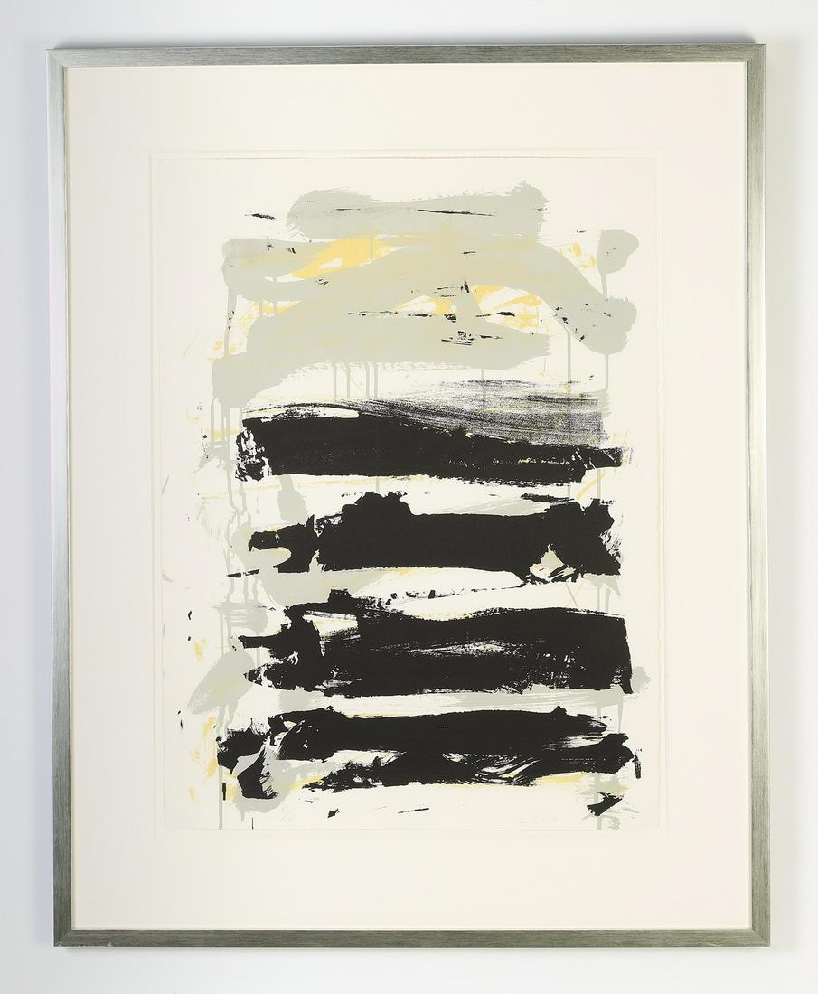 Joan Mitchell 'Composition II'signed lithograph, 1990: Joan Mitchell (American, 1926-1992), 1990, 'Composition II,' lithograph in black, gray and pale yellow on Arches paper, from the 'Composition Grise: Fields,' series published by La Difference, Paris;