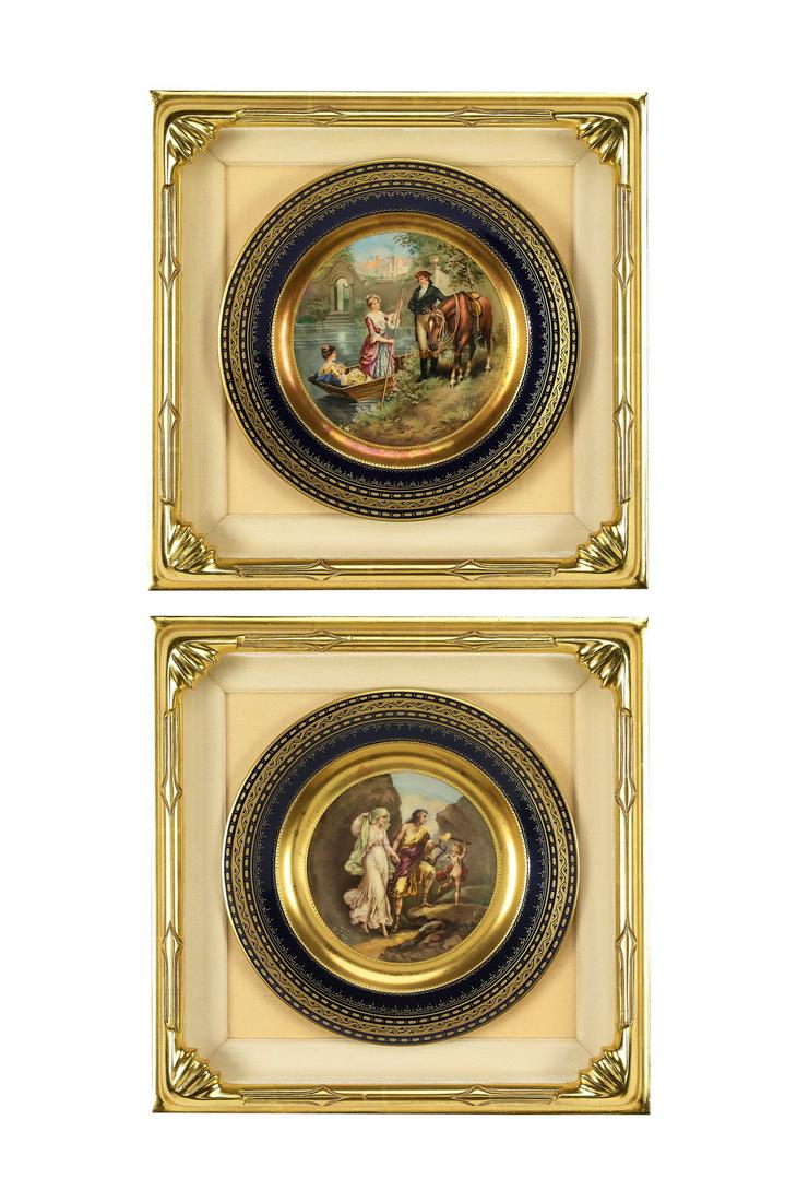 (2) Signed, framed Royal Vienna plates (1 of 8)