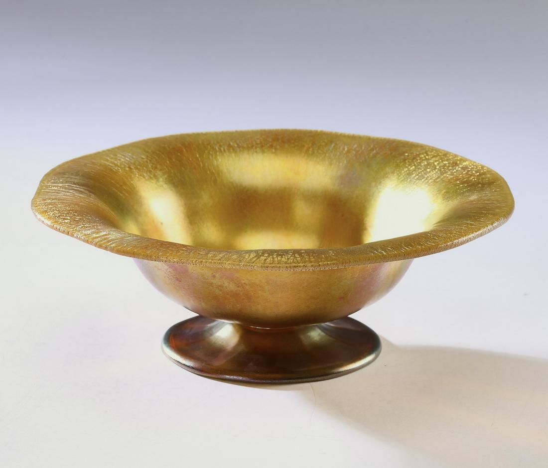 L.C. Tiffany favrile art glass compote, marked (1 of 4)