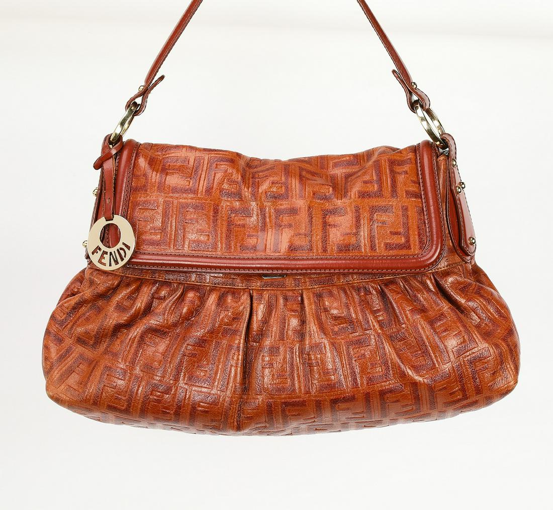 Authentic Fendi cognac leather logo bag (1 of 6)