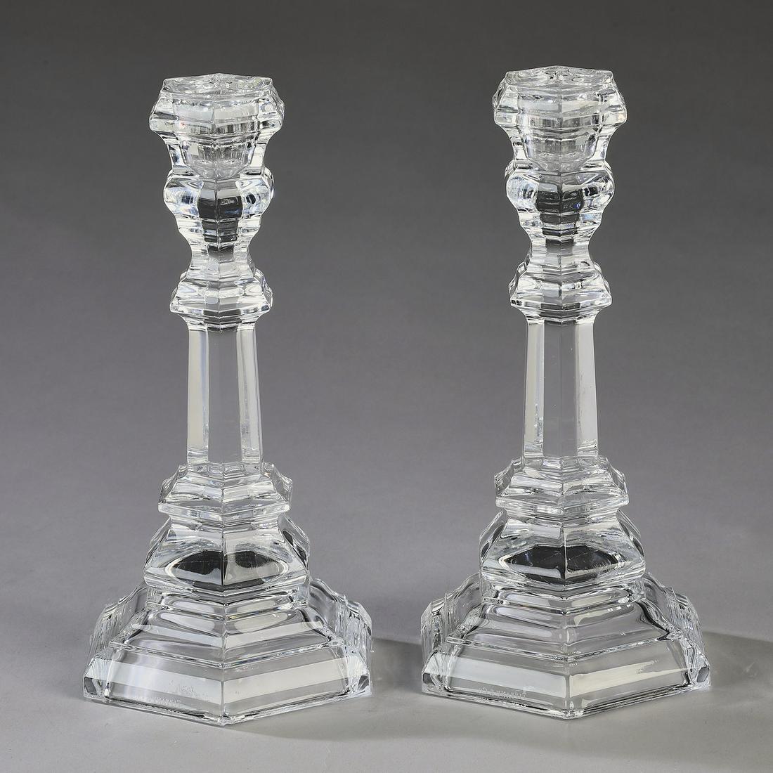 (2) Tiffany crystal Plymouth candlesticks (1 of 2)