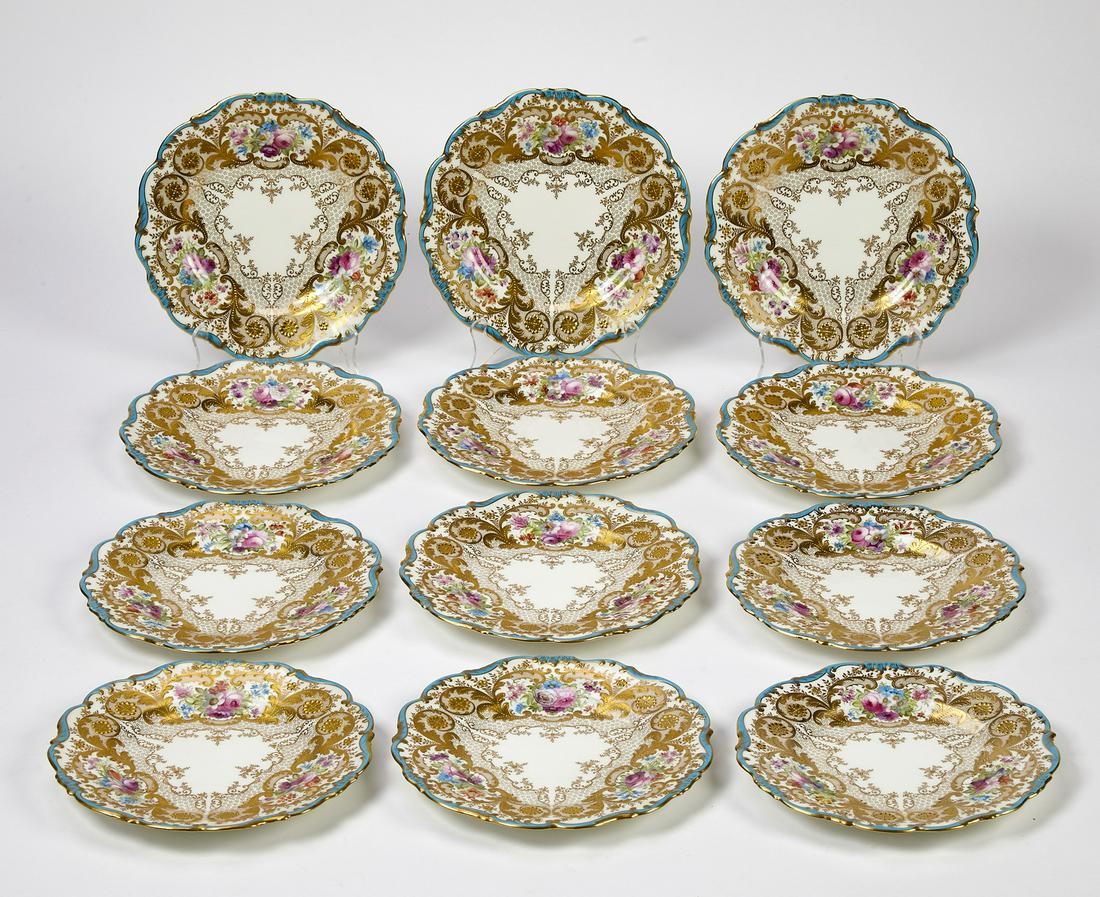 (12) Cauldon Ltd hand painted porcelain plates (1 of 4)