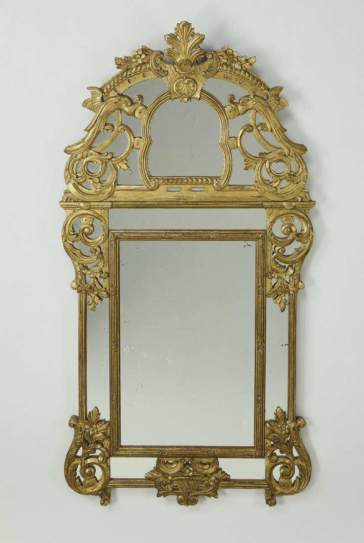 Early 20th c. French giltwood mirror, 62"h (1 of 2)