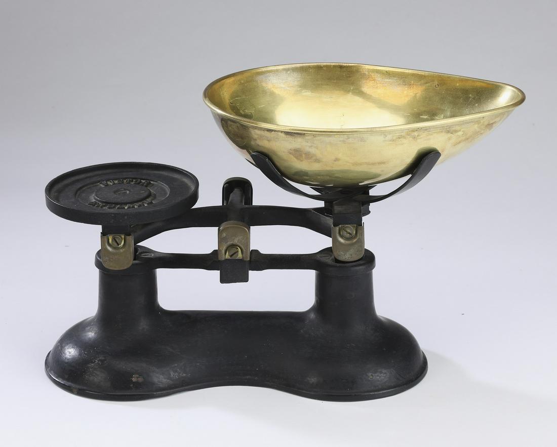 English cast iron and brass merchant scale (1 of 3)