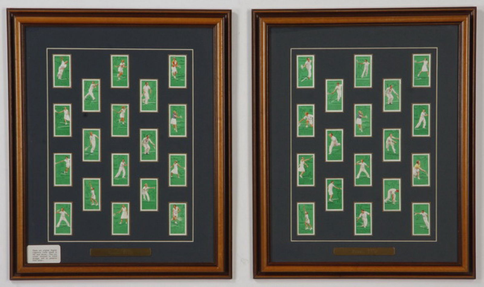 Framed British cigarette cards, 'Tennis', ca 1936 (1 of 5)