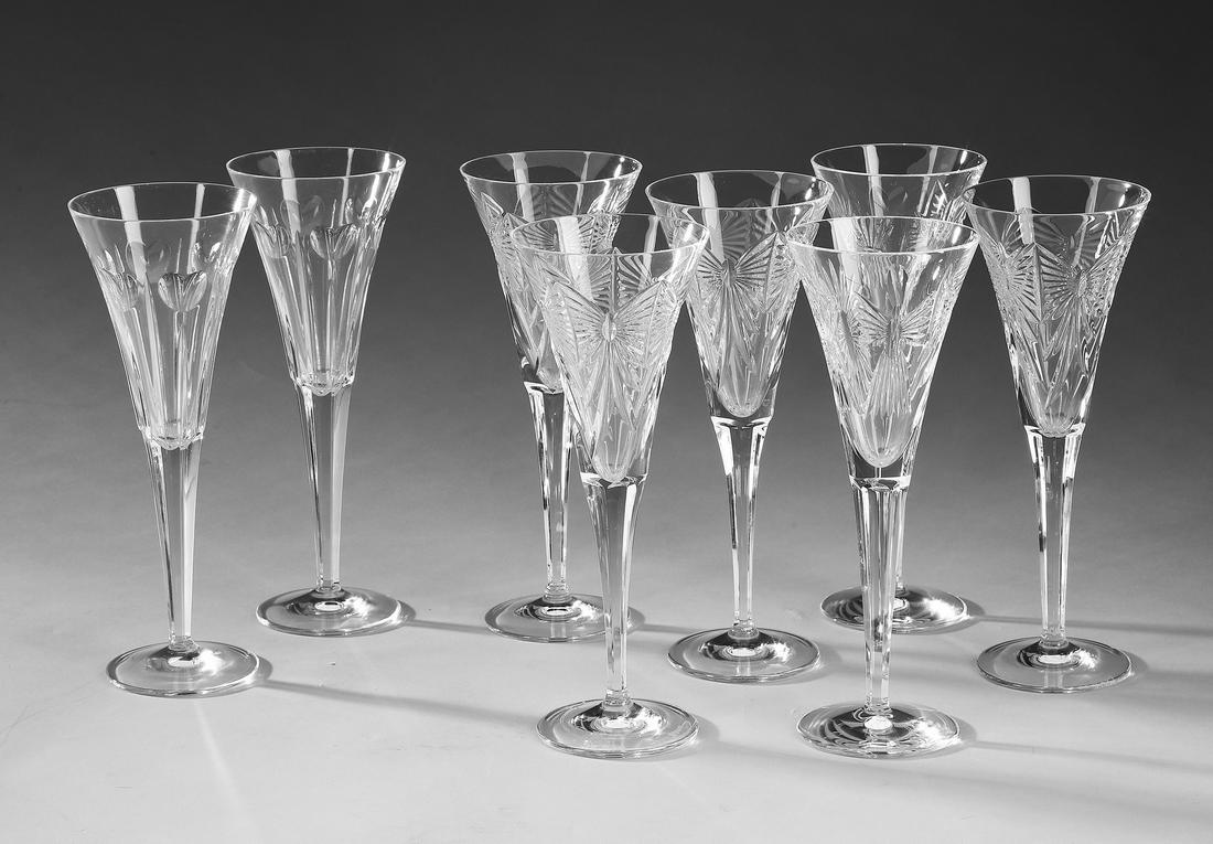 (8) Waterford Millennium crystal champagne flutes (1 of 2)