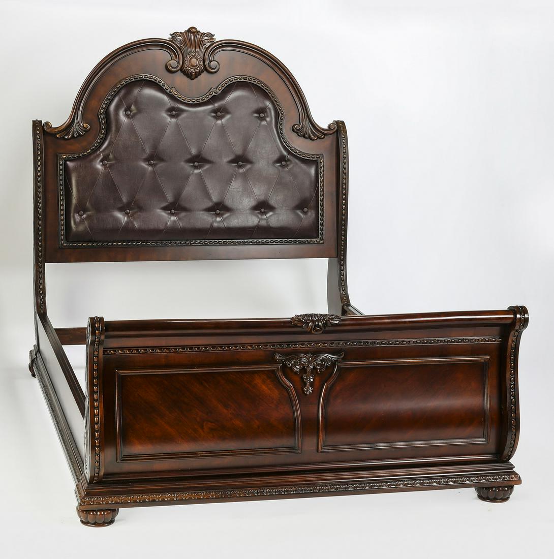 Leather upholstered queen size bed (1 of 3)