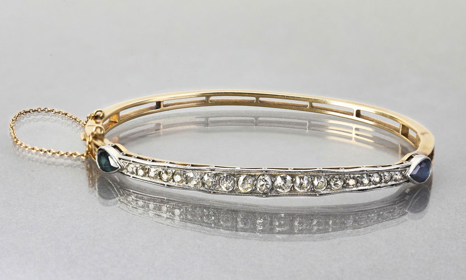 Diamond, sapphire, and 14k bangle bracelet (1 of 3)