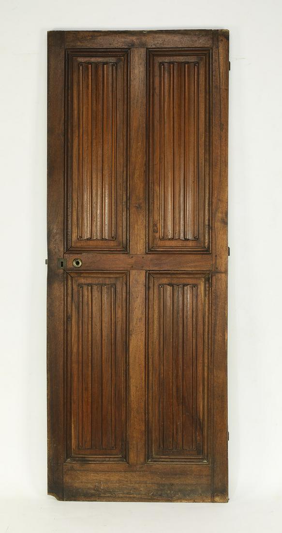 19th c. French walnut door with linen fold panels (1 of 3)