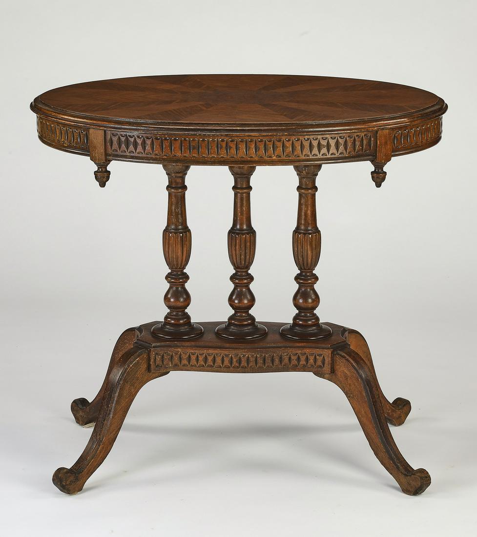 Late 19th c. walnut marquetry occasional table (1 of 5)