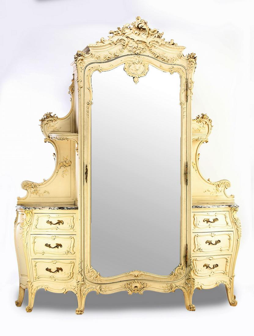 Early 20th c. Rococo style armoire with side drawers (1 of 6)