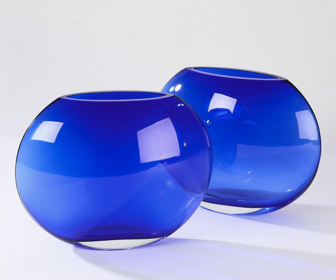 Pair of Modernist cobalt glass vases (1 of 1)