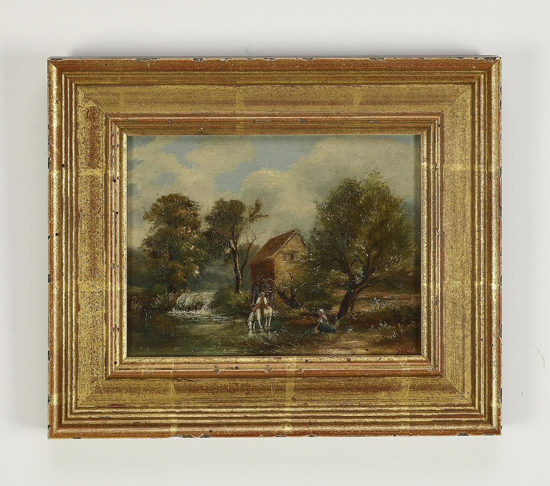 Late 19th c. signed, dated Continental O/b landscape (1 of 4)