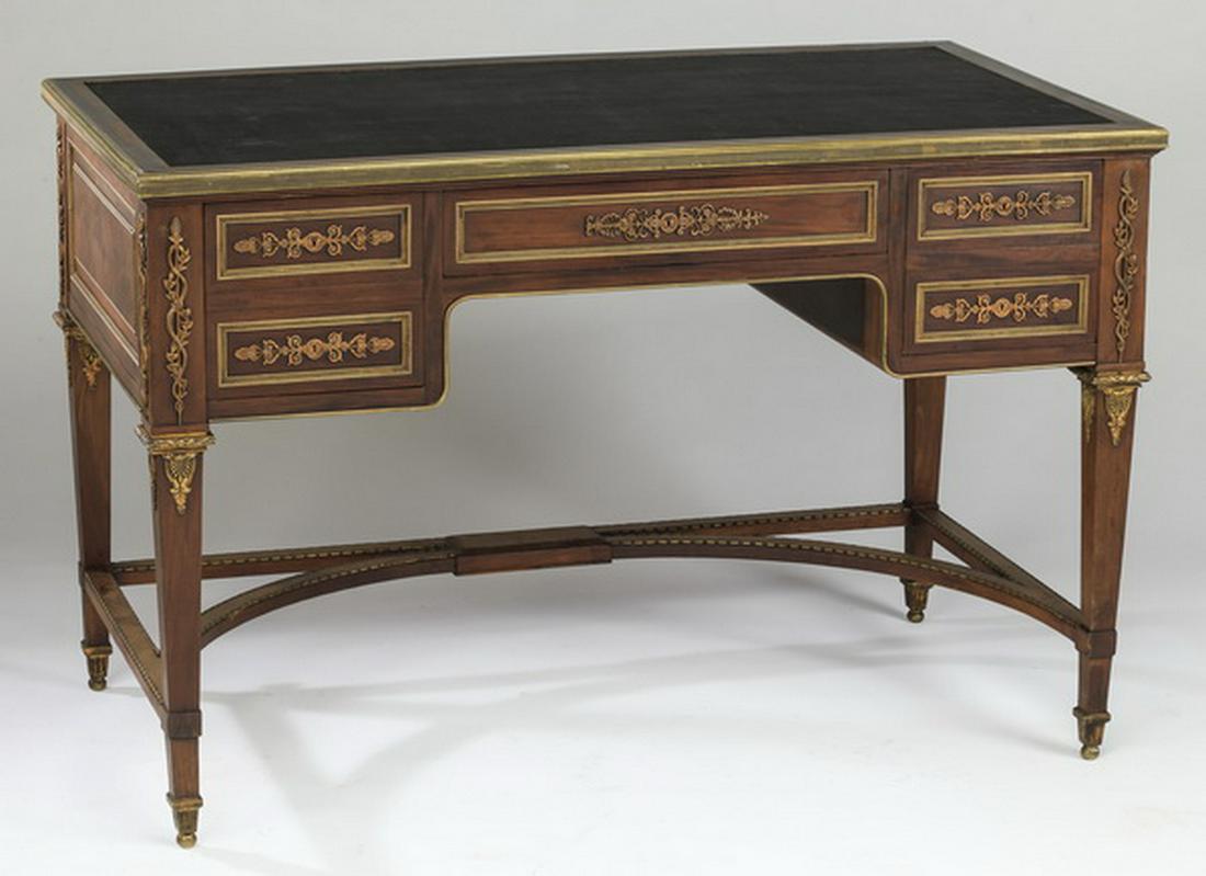 French mahogany and gilt bronze bureau plat, 19th c. (1 of 4)
