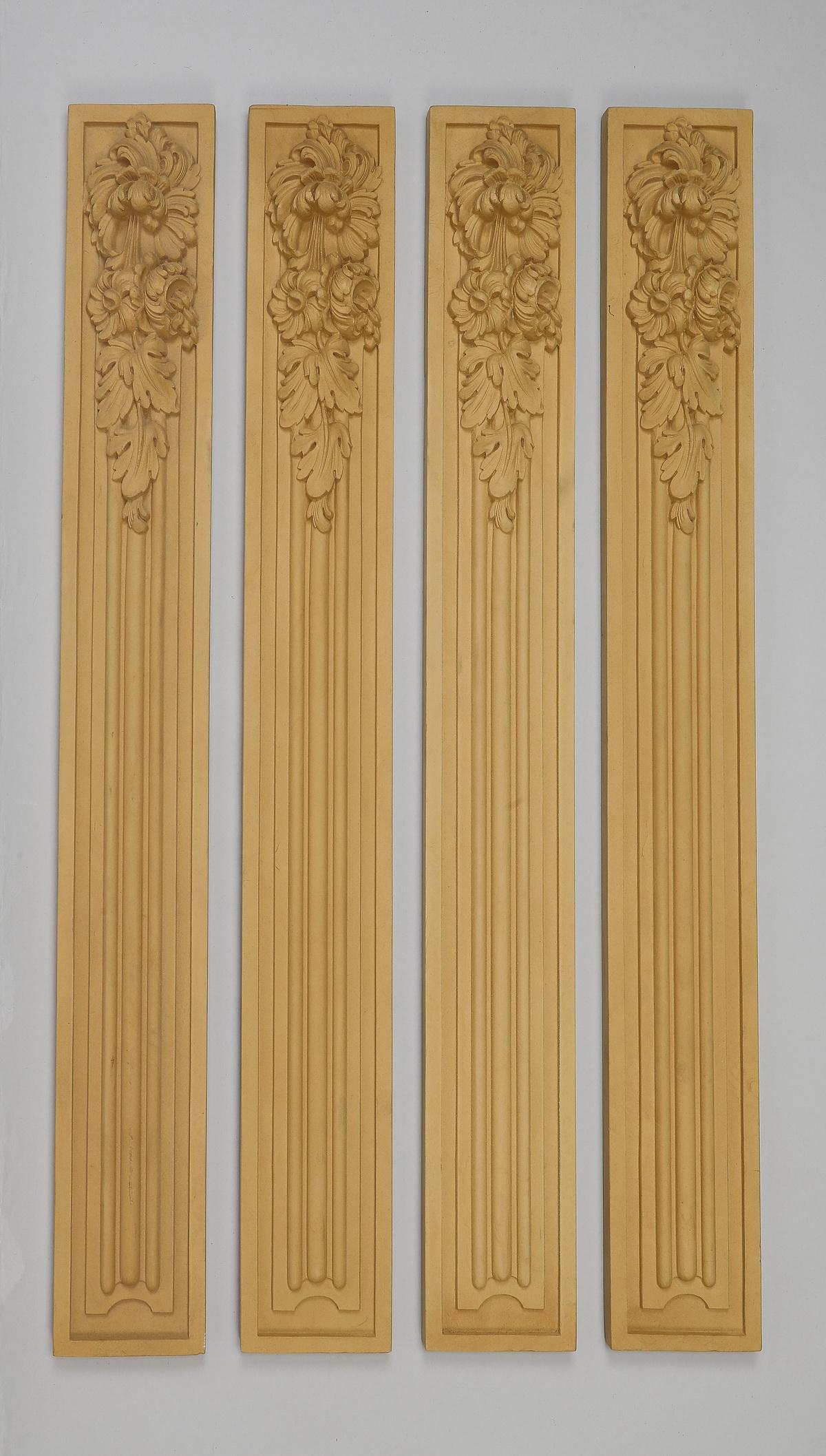 (4) Floral linen fold architectural pilasters, 31"h (1 of 3)