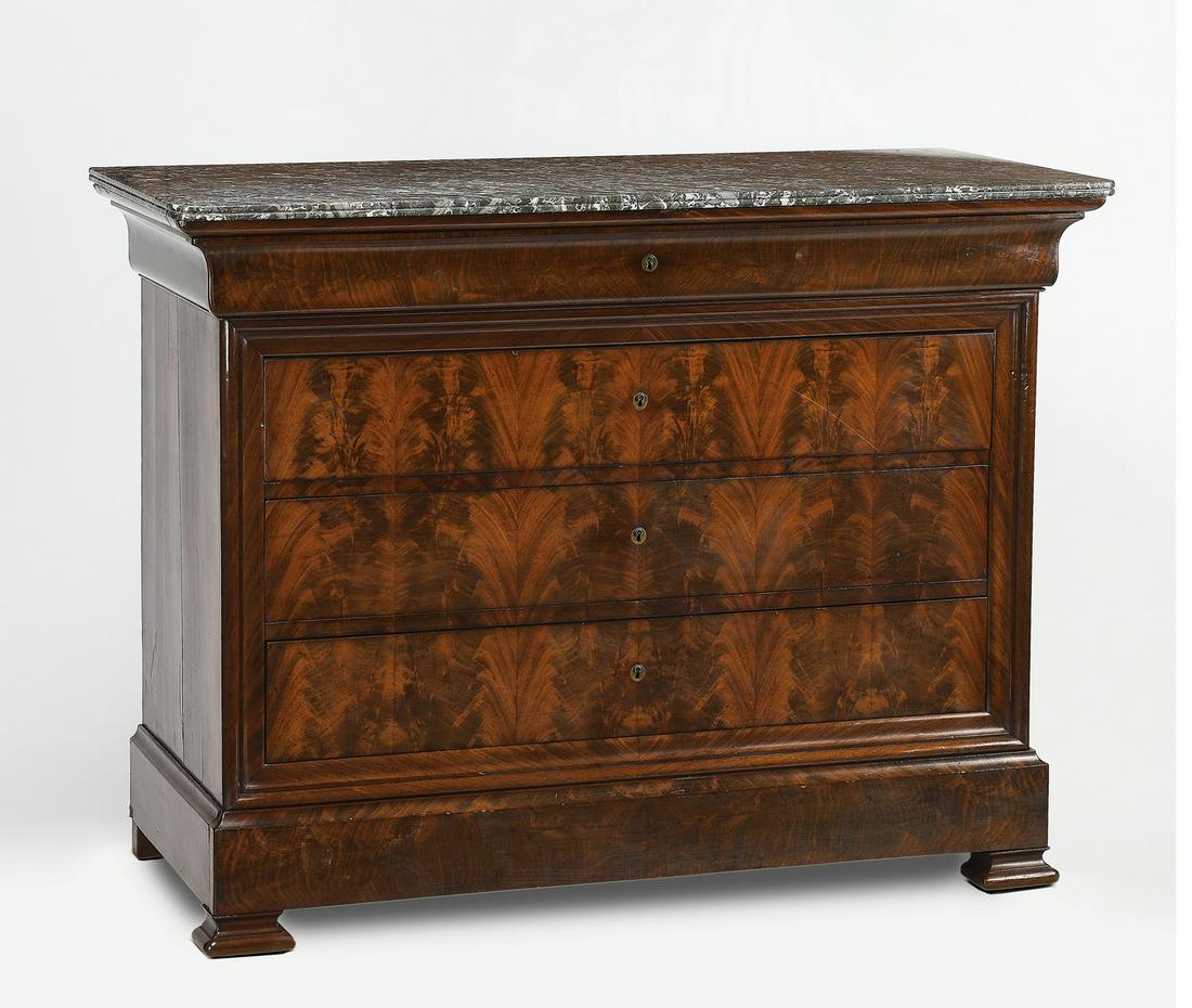 Louis-Philippe style marble top mahogany commode (1 of 3)