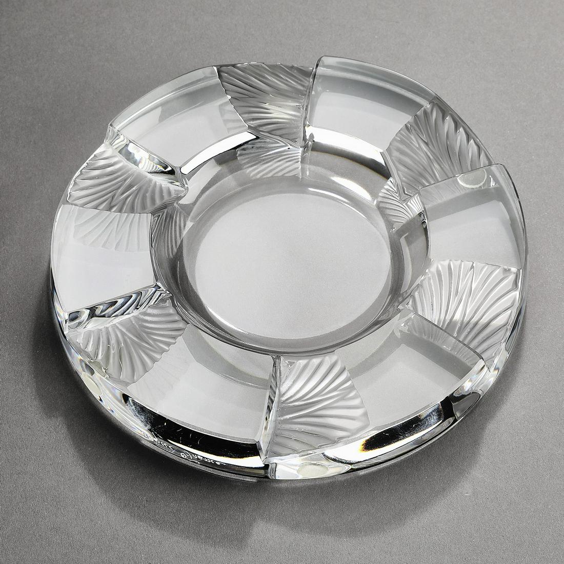 Lalique crystal 'Cuba' ashtray, marked (1 of 2)