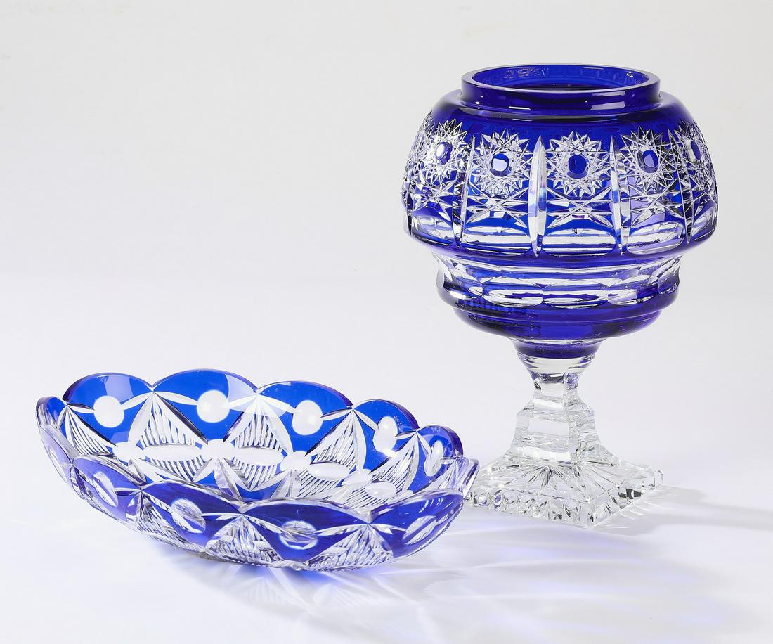 (2) Bohemian cobalt crystal bowls (1 of 3)